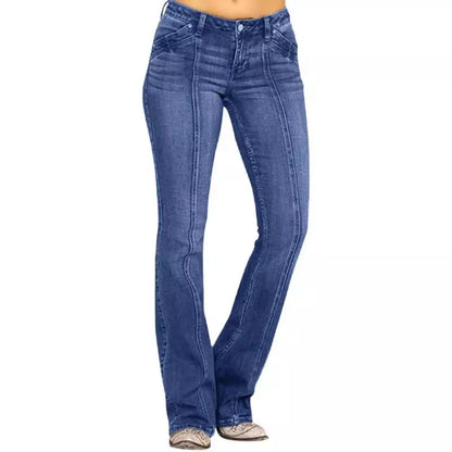 Casual Denim Jeans Long Pants Wide Leg Flared Bell Bottom Pants Jeans