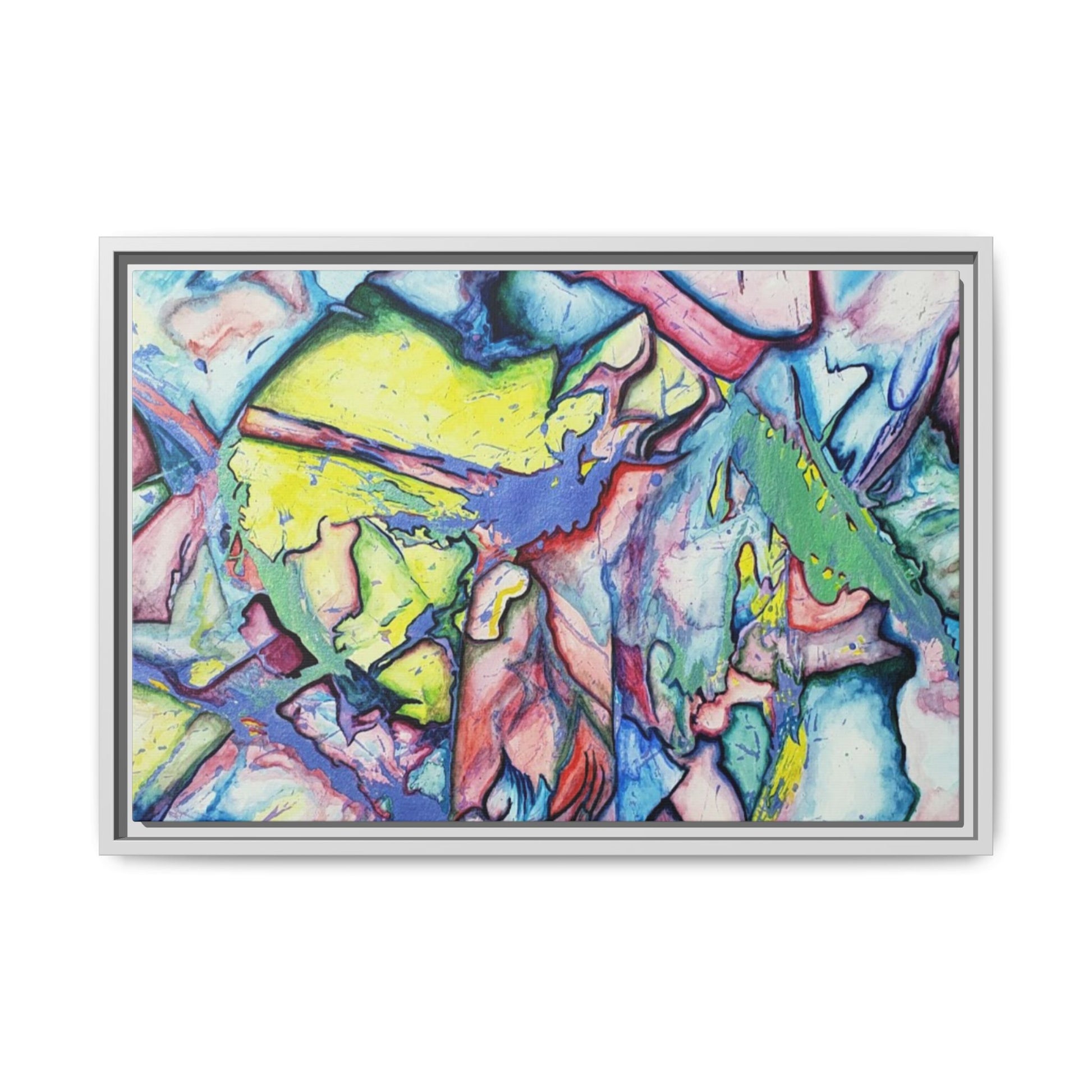 Alien Abstract Colorful Framed Canvas Art - Kia Day Design
