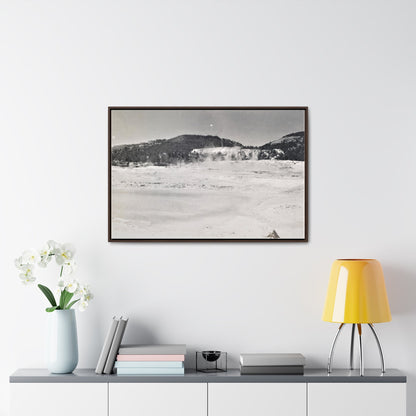 Mammoth Hot Springs Yellowstone Gallery Canvas Wraps Horizontal Frame 36″ x 24″ Walnut Premium Gallery Wraps (1.25″)