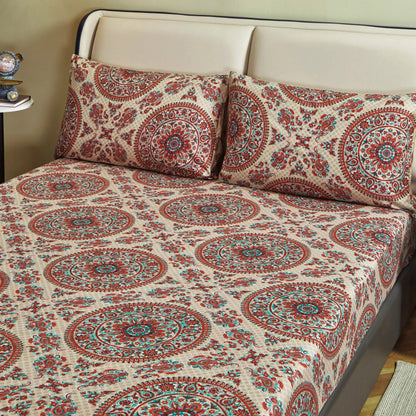 Tache Bohemian Desert Medallion Boteh Paisley Taupe Fitted Sheet / Flat Sheet (TJ3502) - - Bed Sheet