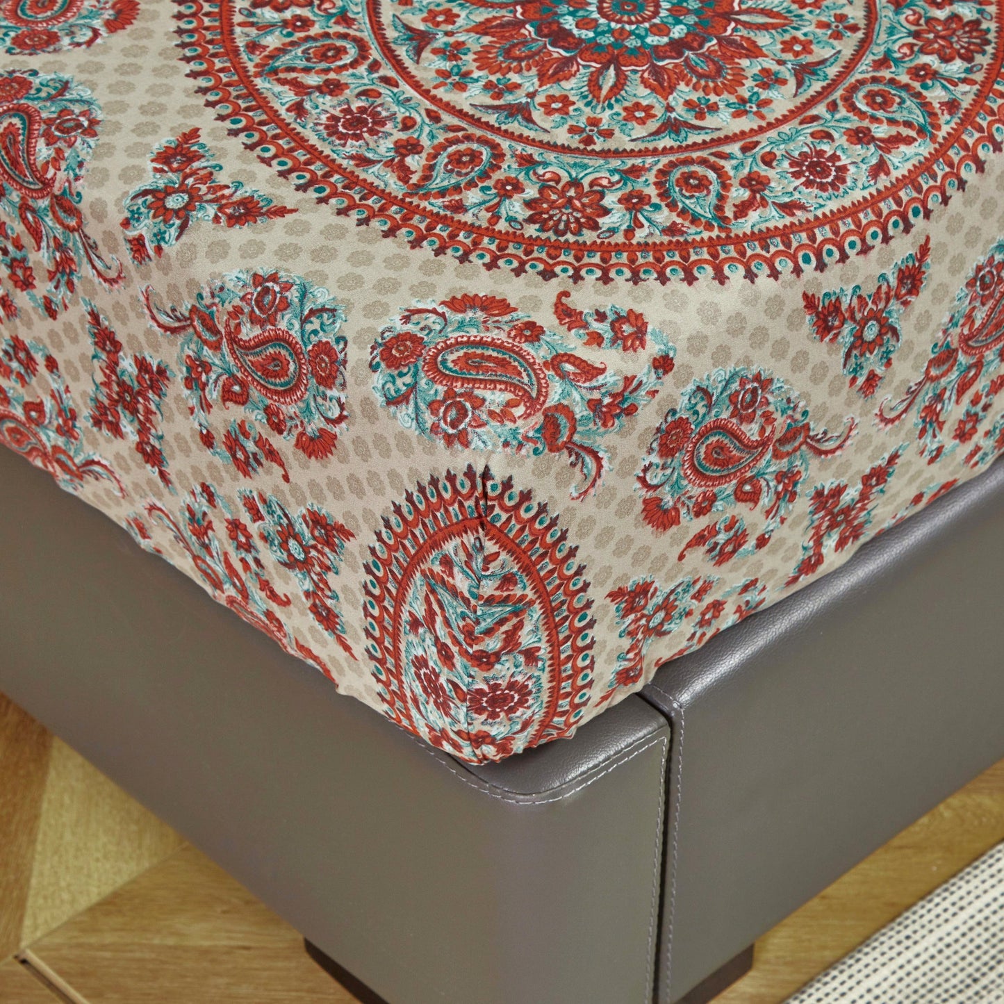 Tache Bohemian Desert Medallion Boteh Paisley Taupe Fitted Sheet / Flat Sheet (TJ3502) - - Bed Sheet