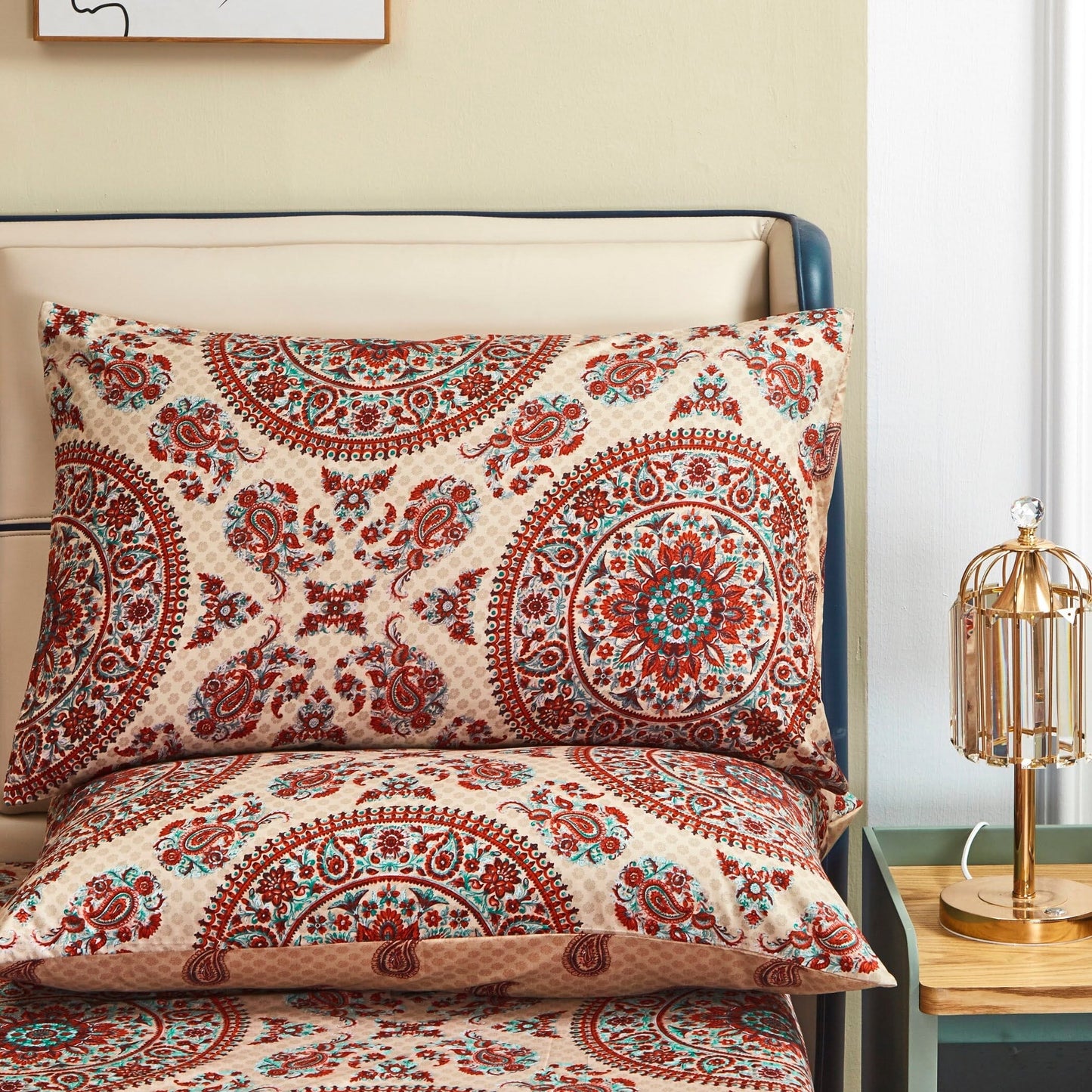 Tache Bohemian Desert Medallion Boteh Paisley Taupe Pillowcases (TJ3502) - - Pillowcase