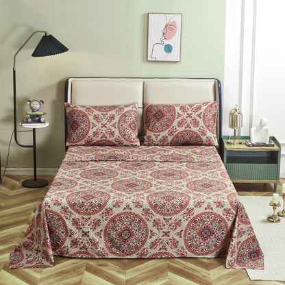 Tache Bohemian Desert Medallion Boteh Paisley Taupe Fitted Sheet / Flat Sheet (TJ3502) - Flat Sheet - Bed Sheet