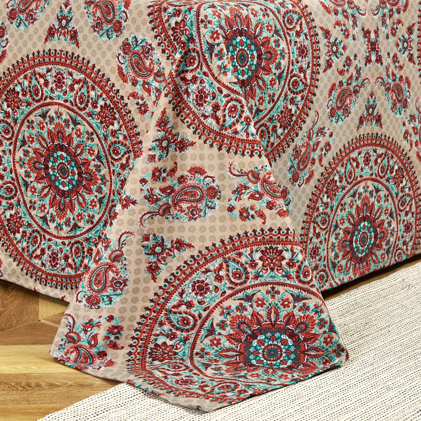 Tache Bohemian Desert Medallion Boteh Paisley Taupe Fitted Sheet / Flat Sheet (TJ3502) - - Bed Sheet