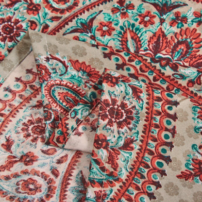 Tache Bohemian Desert Medallion Boteh Paisley Taupe Fitted Sheet / Flat Sheet (TJ3502) - - Bed Sheet