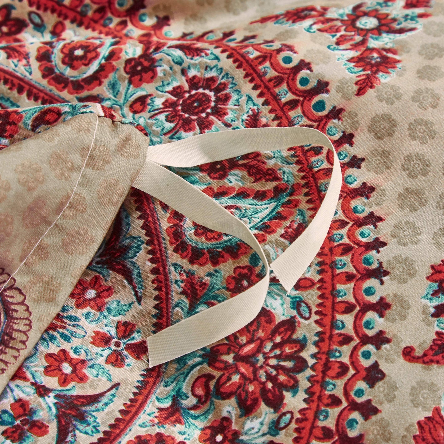 Tache Bohemian Desert Medallion Boteh Paisley Orange Blue Taupe Reversible Duvet Cover (TJ3502) - - Duvet Cover