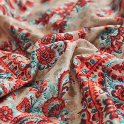 Tache Bohemian Desert Medallion Boteh Paisley Orange Blue Taupe Reversible Duvet Cover (TJ3502) - - Duvet Cover