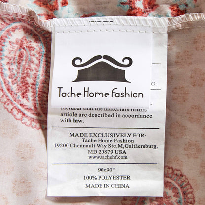 Tache Bohemian Desert Medallion Boteh Paisley Orange Blue Taupe Reversible Duvet Cover (TJ3502) - - Duvet Cover