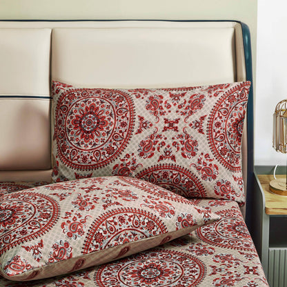 Tache Bohemian Desert Medallion Boteh Paisley Orange Blue Taupe Reversible Duvet Cover (TJ3502) - - Duvet Cover