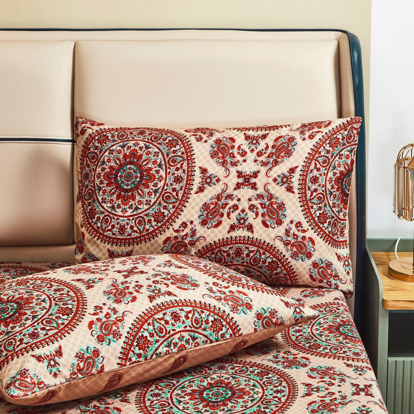 Tache Bohemian Desert Medallion Boteh Paisley Taupe Pillowcases (TJ3502) - - Pillowcase