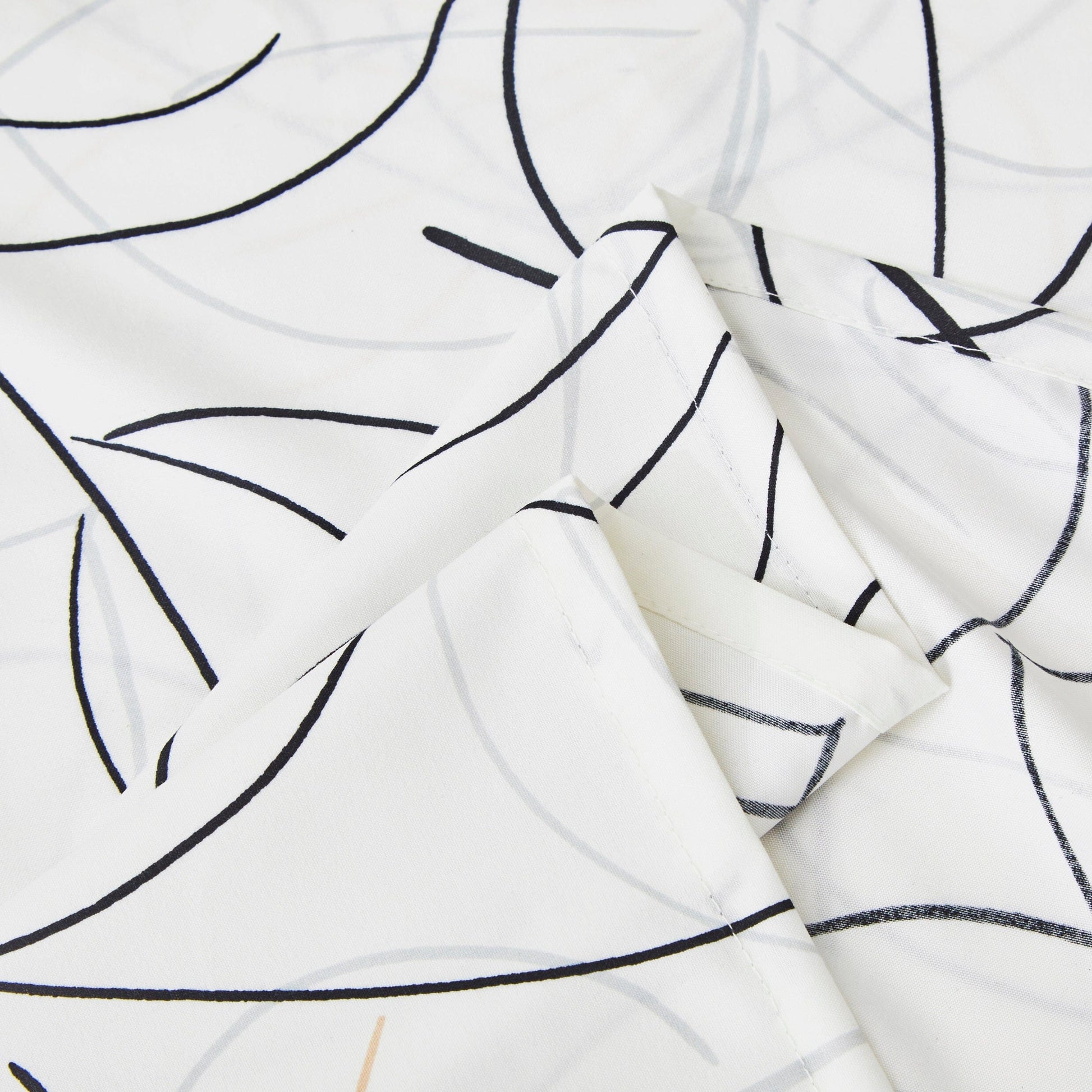 Tache Modern Abstract Leaf Line Art Foliage White Grey Black Gold Fitted Sheet / Flat Sheet (TJ3571) - - Bed Sheet