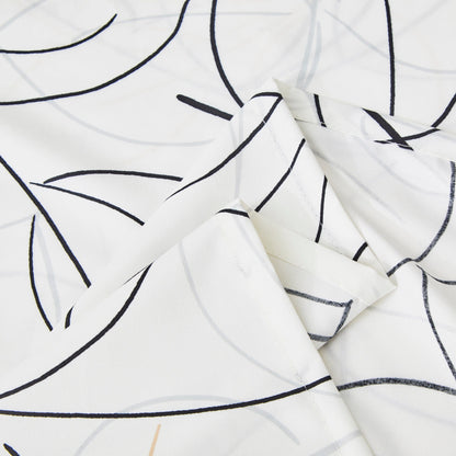 Tache Modern Abstract Leaf Line Art Foliage White Grey Black Gold Fitted Sheet / Flat Sheet (TJ3571) - - Bed Sheet