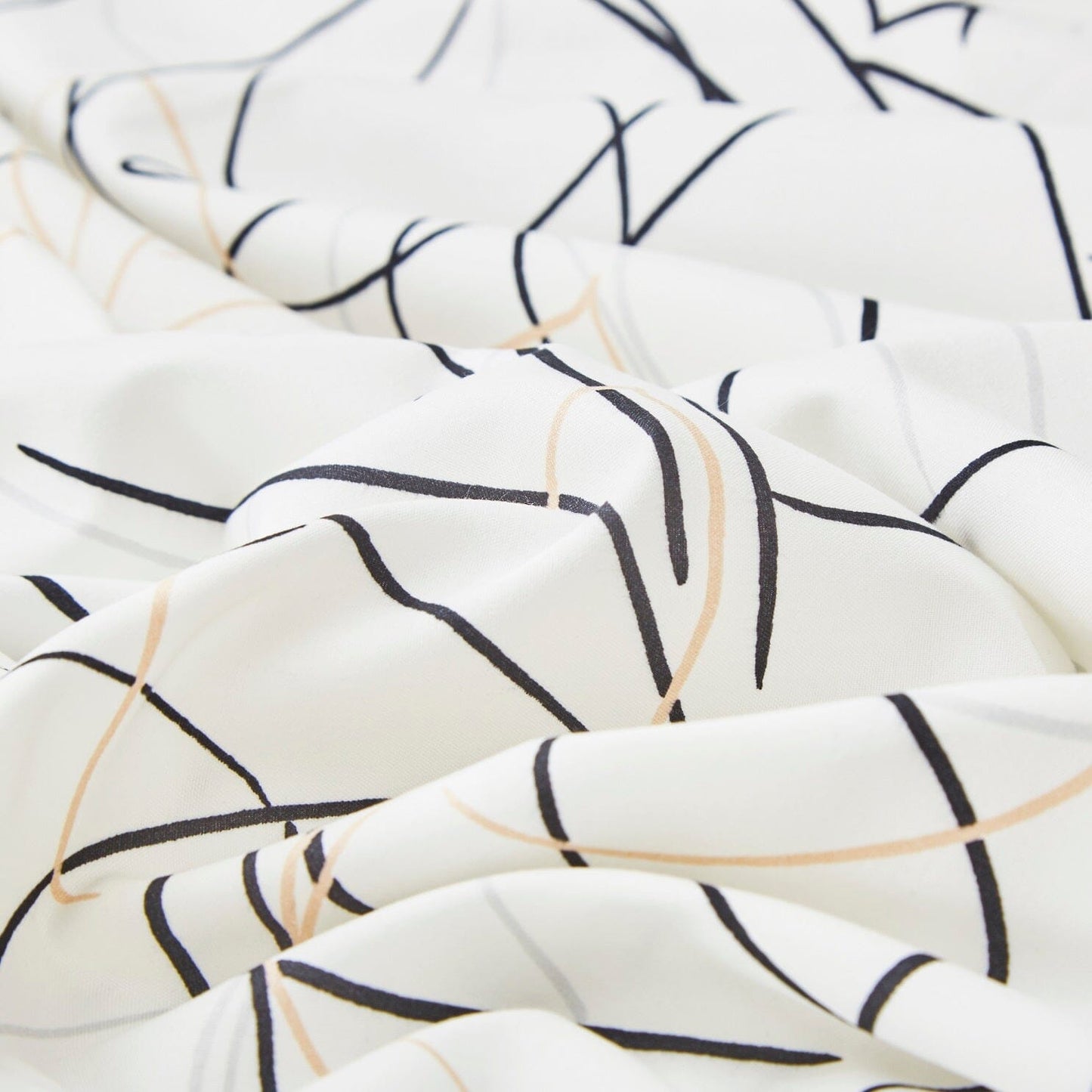 Tache Modern Abstract Leaf Line Art Foliage White Grey Black Gold Fitted Sheet / Flat Sheet (TJ3571) - - Bed Sheet