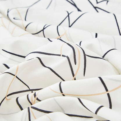 Tache Modern Abstract Leaf Line Art Foliage White Grey Black Gold Fitted Sheet / Flat Sheet (TJ3571) - - Bed Sheet
