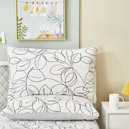 Tache Modern Abstract Leaf Line Art Foliage White Grey Black Gold Pillowcases (TJ3571) - - Pillowcase