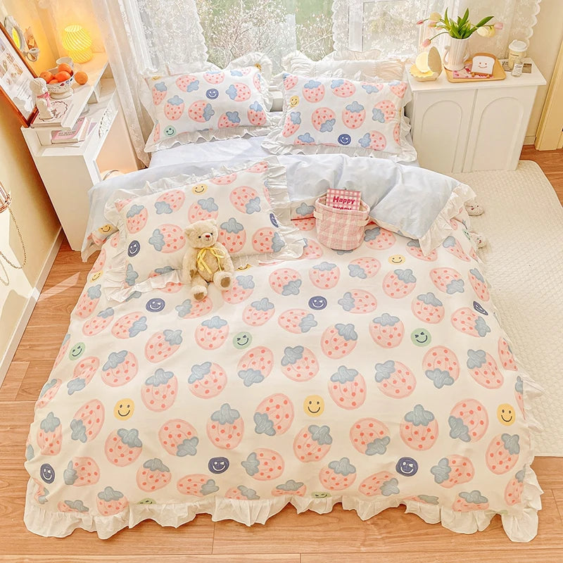 4 Pieces Fruits Cherry Pattern Kids Bedding Sets