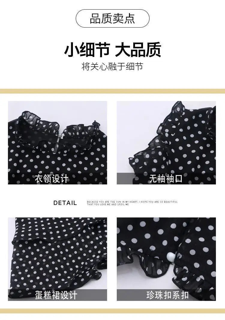 Sleeveless Girls Polka Dot Pleated Dress