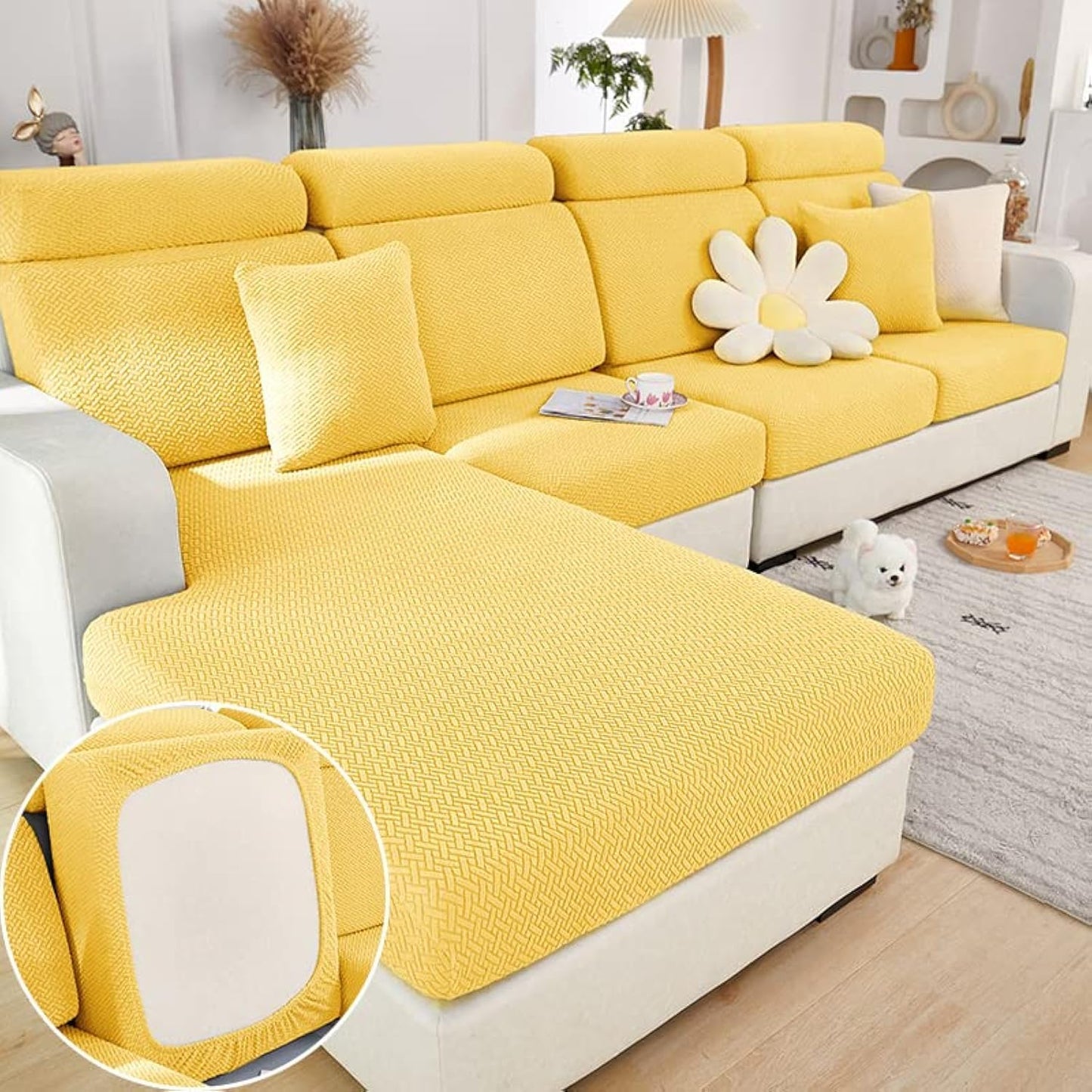 Jonuiony Yellow Large 1 Seat Universal Sofa Slipcover Wear-Resistant Sofa Cover - A-yellow Large Single Seat - slip cover