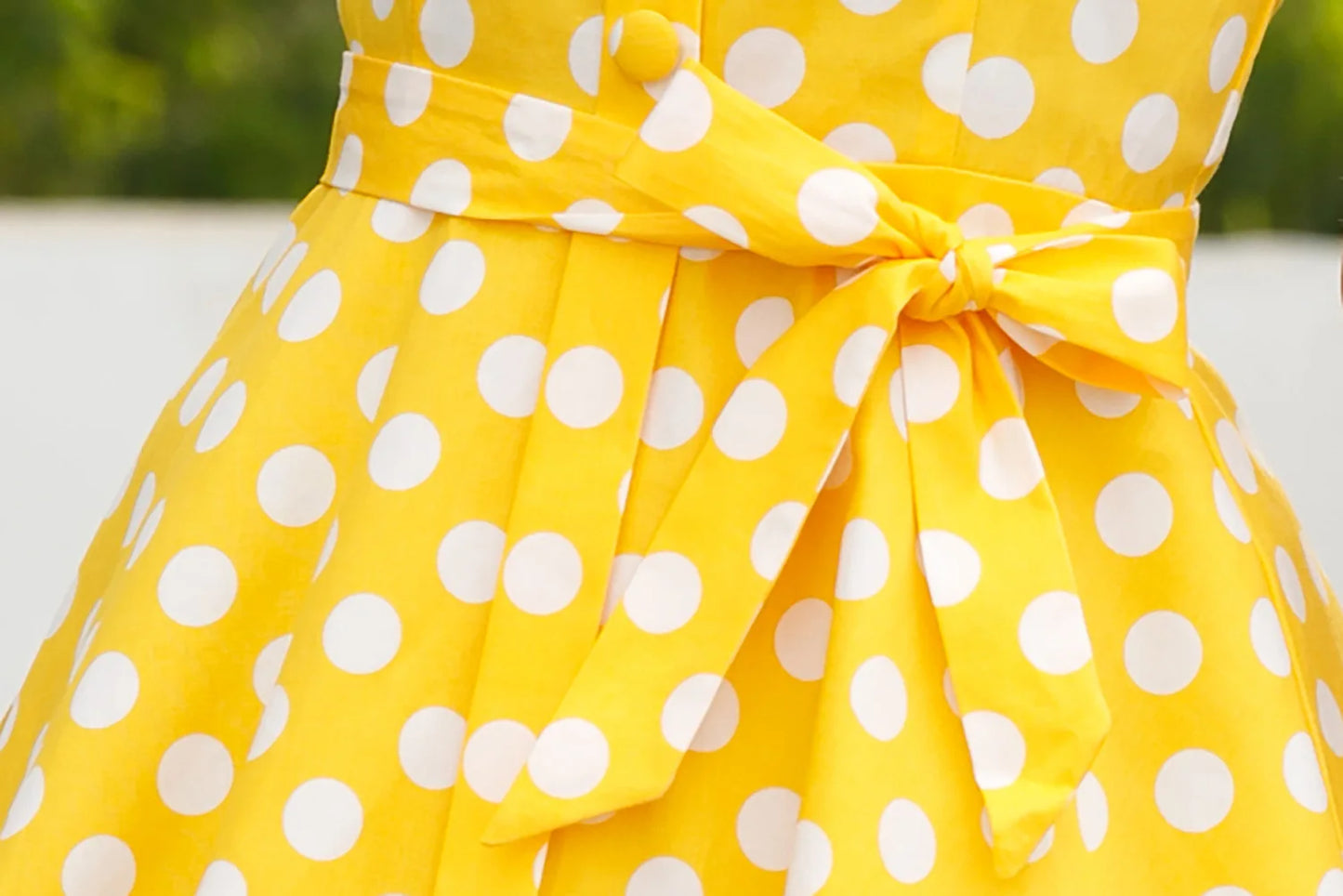 Spaghetti Strap Polka Dot Yellow Summer Dress Vintage Dresses