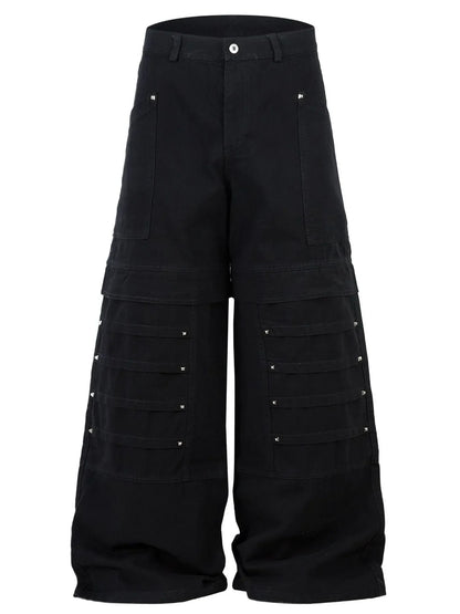 Men's Wide Leg Cargo Jeans - Black -