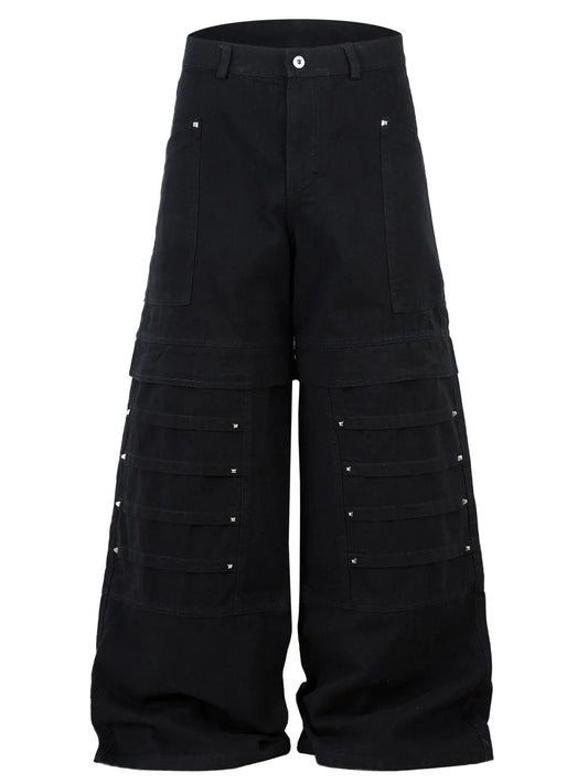 Men's Wide Leg Cargo Jeans - Black -