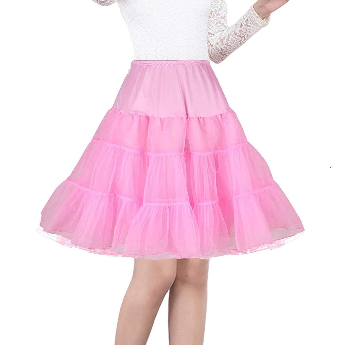 Vintage Charm 50s Petticoat Tutu Skirt for Women - Pink Large - petticoat