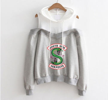 Off-Shoulder Hooded Sweatshirt - B1 L - sweatshirt