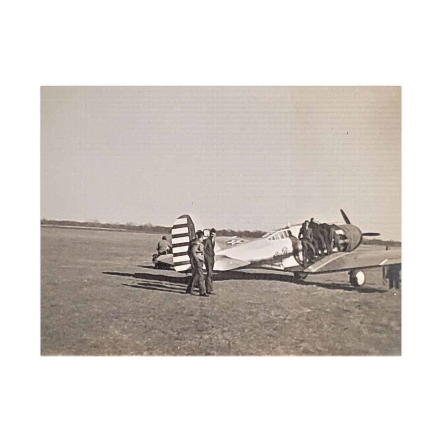 Army Pursuit Plane Ames Airport 1939 Satin Canvas, Stretched