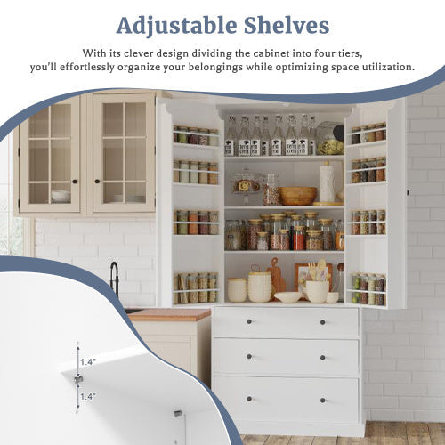 Classic Farmhouse White Kitchen Pantry - - pantry