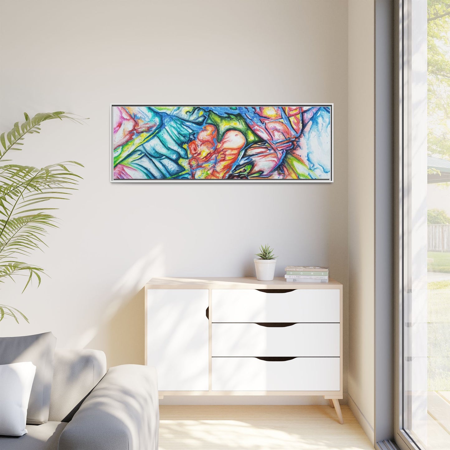 Multi-Color Abstract Framed Canvas Art Print - Kia Day Design