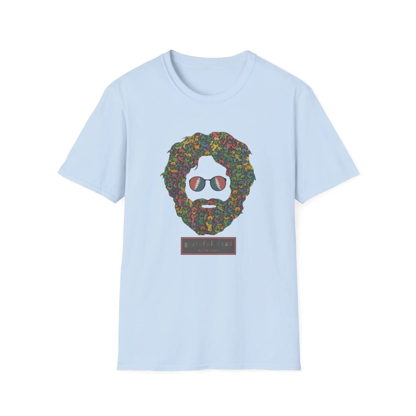 Jerry Garcia Dancing Bears Face - Vineyard Collection T-Shirt - Light Blue - T-Shirts