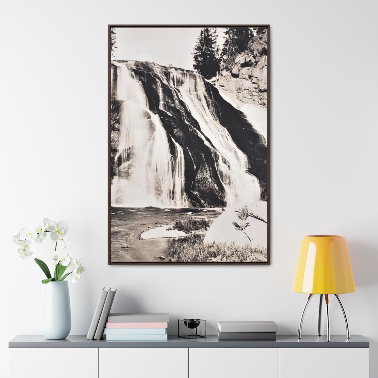 Gibbon Falls Yellowstone Gallery Canvas Wraps, Vertical Frame