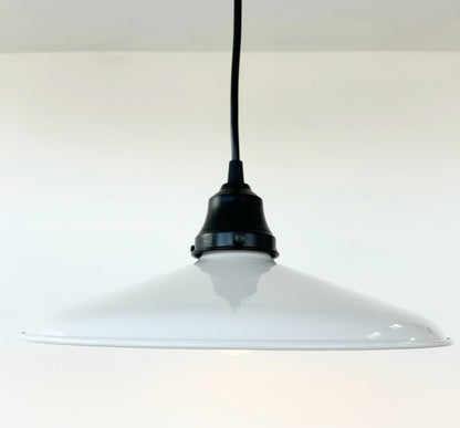 White Enamel Barn Pendant Light – Farmhouse Industrial Ceiling Fixture - - Farmhouse Lighting