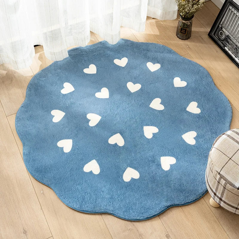 Flower Carpet Cute Plush Floor Mat Simple Round Bedside Decor Area Rugs