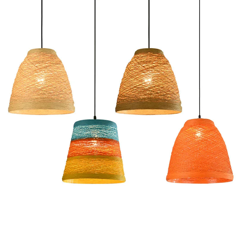 Rattan Weaving Style Hanging Pendant Lights