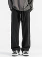 Men's Plus Size Casual Drawstring Wide Leg Pants - Black -