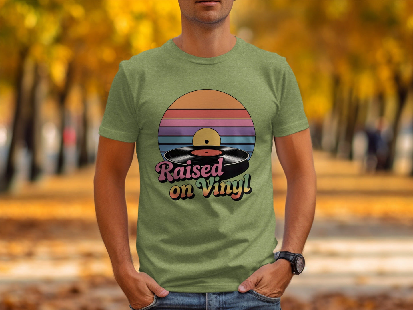 Raised On Vinyl Vintage Retro Style Design Graphic T-Shirt- Cloud 16 Clothing Co.- {{Product type}}