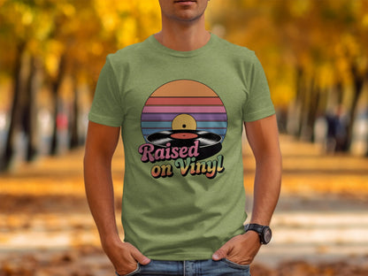 Raised On Vinyl Vintage Retro Style Design Graphic T-Shirt- Cloud 16 Clothing Co.- {{Product type}}