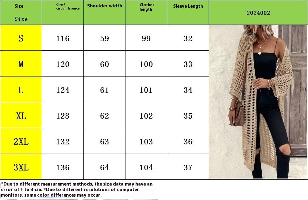 Hollow Knitted Long Cardigan Women - - 0
