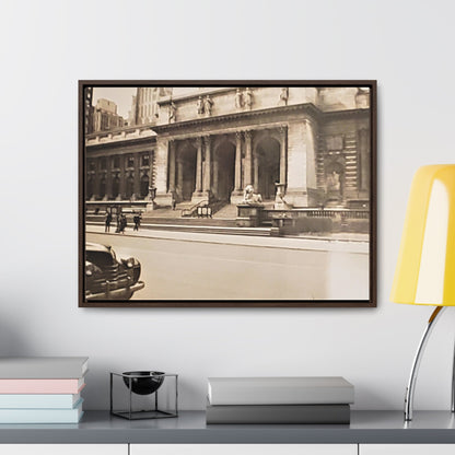 New York Public Library Gallery Canvas Wraps Horizontal Frame 24″ x 18″ Walnut 1.25"