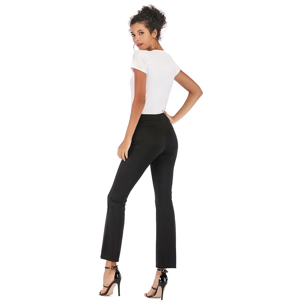 Women's Side Pockets Black Casual Pants