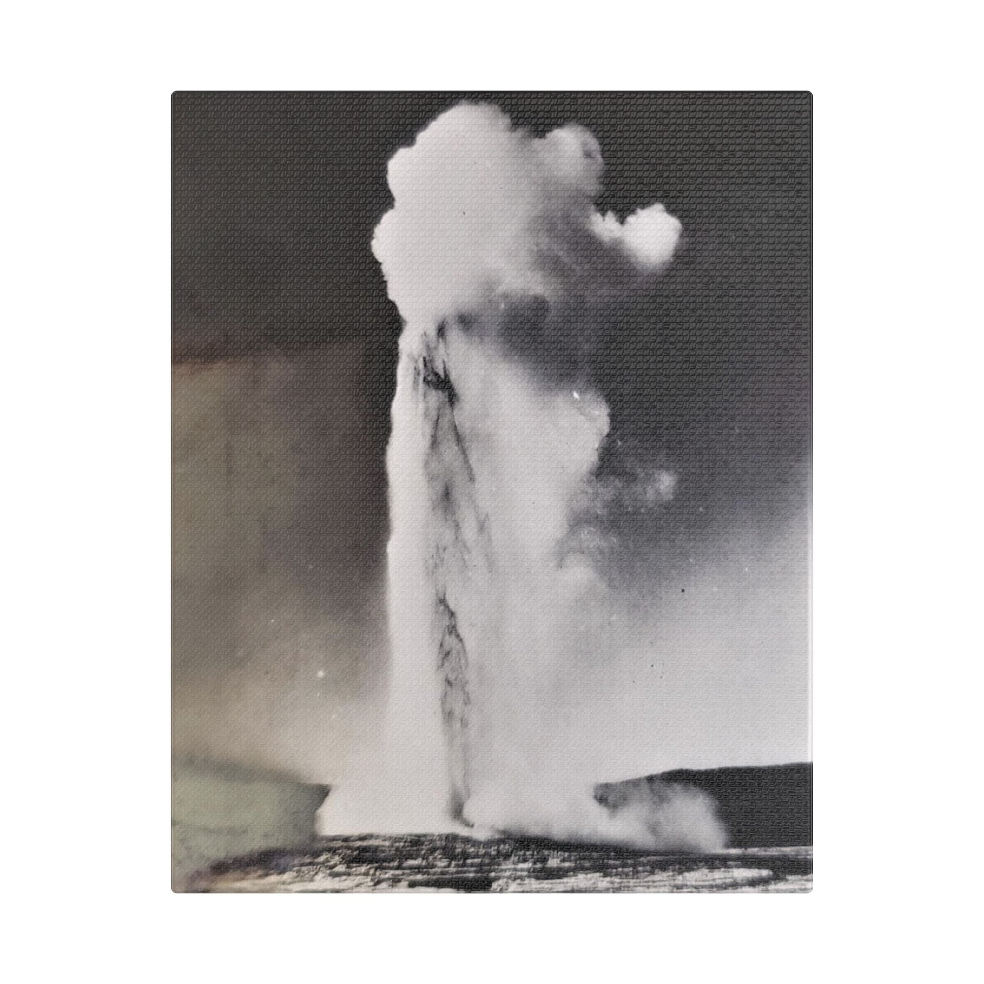 Old Faithful Geyser Yellowstone Satin Canvas Stretched