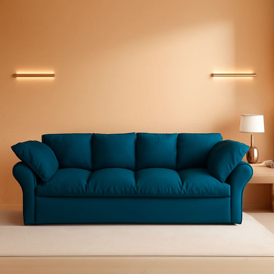 Blue Queen Size Three In One Convertible Sleeper Sofa - - Sleeper