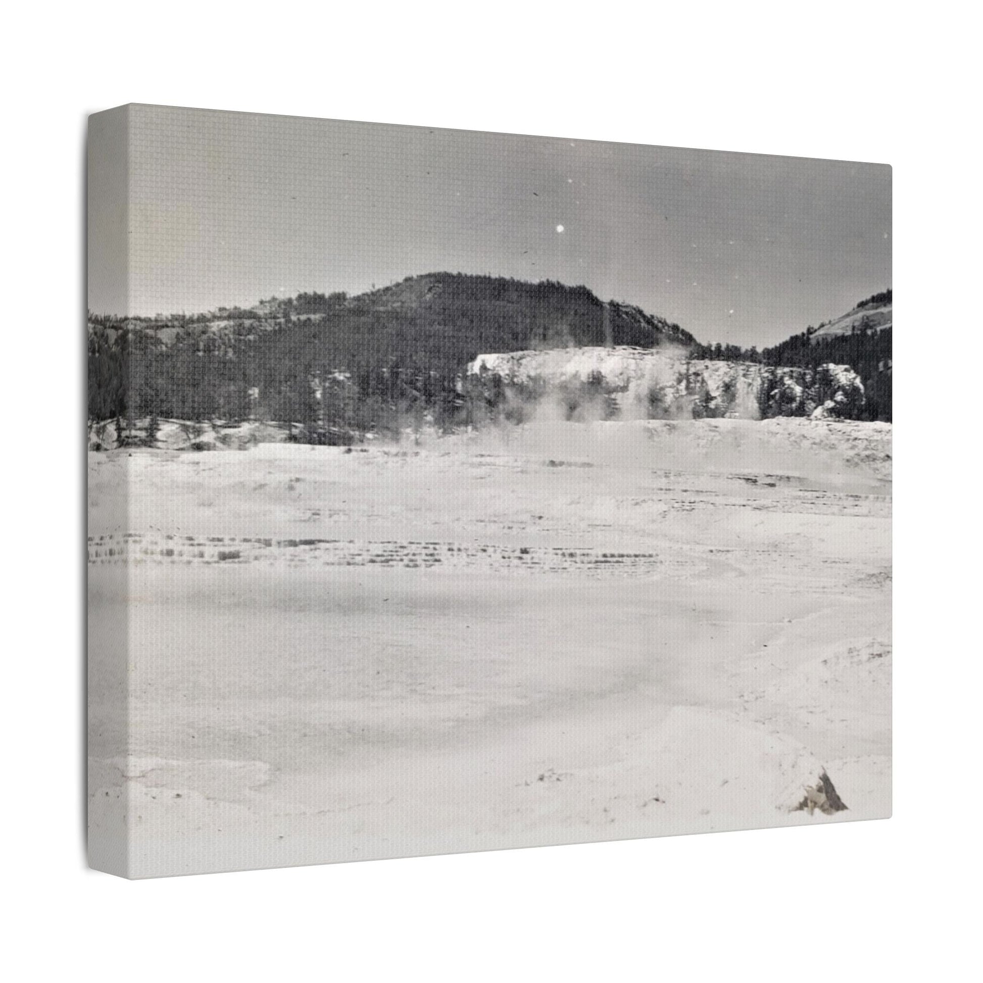 Mammoth Hot Springs Yellowstone Satin Canvas Stretched