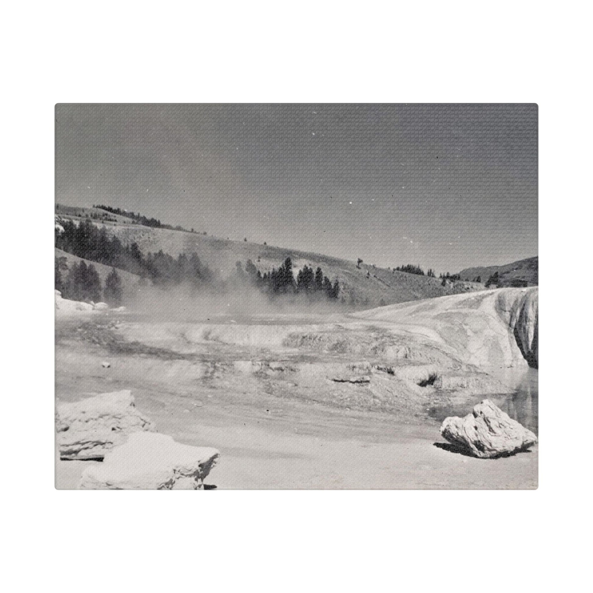 Mammoth Hot Springs Satin Canvas Stretched