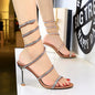 Women's Stiletto Heels with Snake-shaped Rhinestones - Camel 38 -