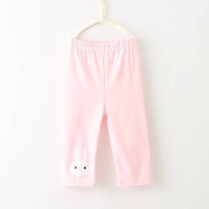 Cartoon Bunny Five Points Girls Leggings - Pink 100cm - leggings