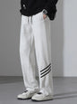 Men's Full Size Casual Loose Fit Sweatpants with Stripes Plus Size - Light Flower Gray -