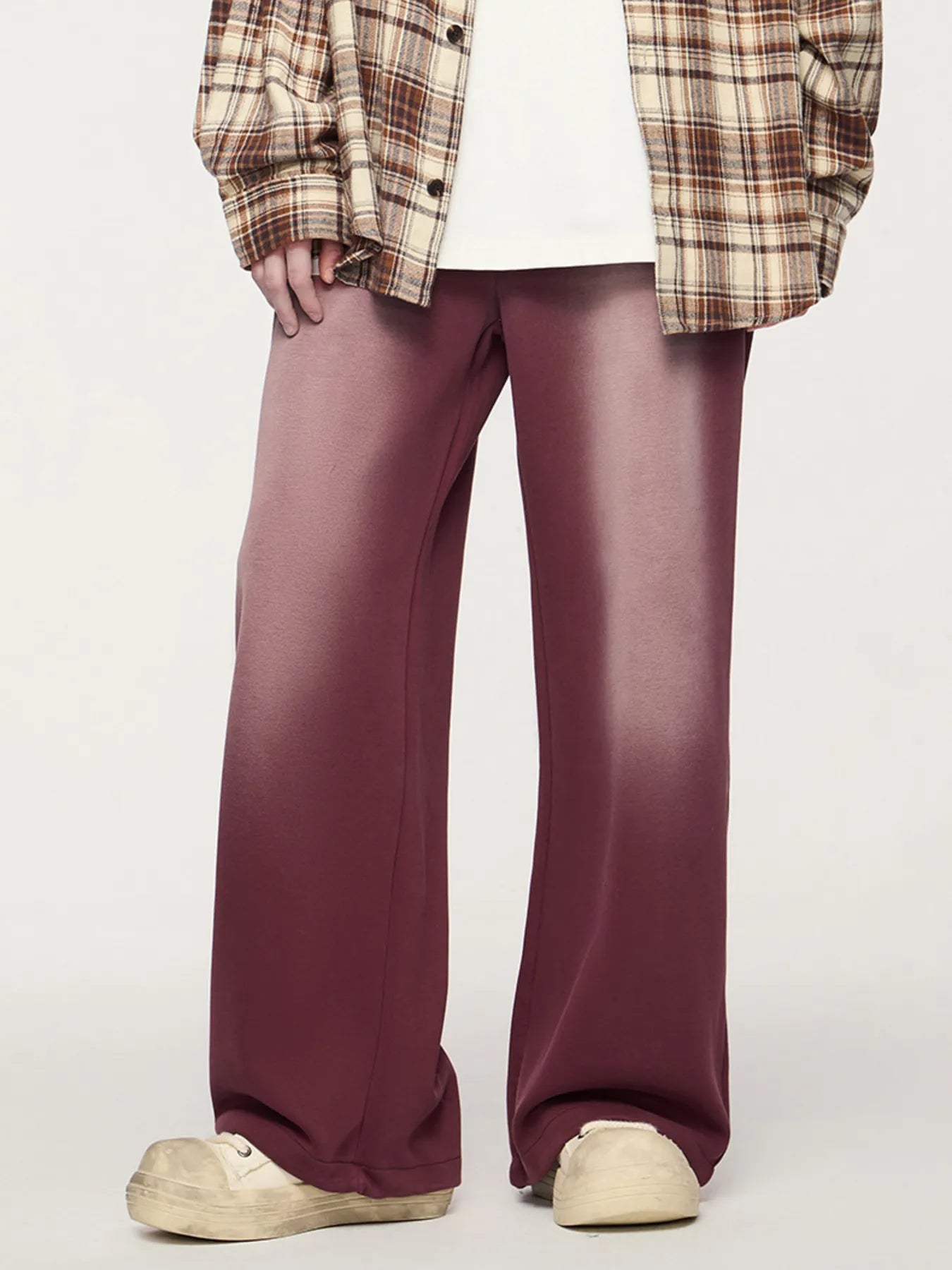 Men's Drawstring Wide Leg Comfort Pants - Wine Red -