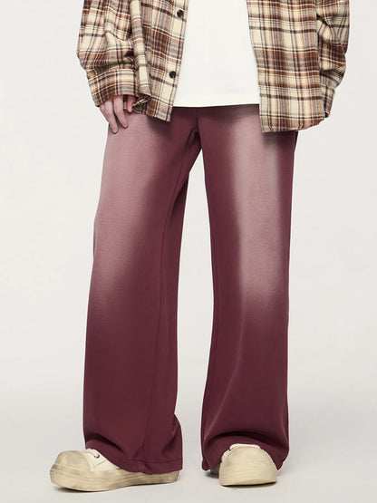 Men's Drawstring Wide Leg Comfort Pants - Wine Red -